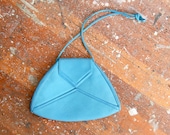 Vintage 1980s designer bright blue avante garde leather purse