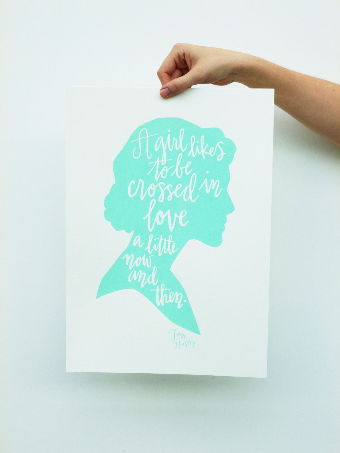 Jane Austen Quote Cameo Calligraphy Screen Print