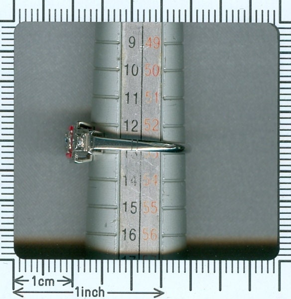 RESERVED Art Deco ruby diamond engagement ring platinum band fine vintage jewelry - Bague Art Déco