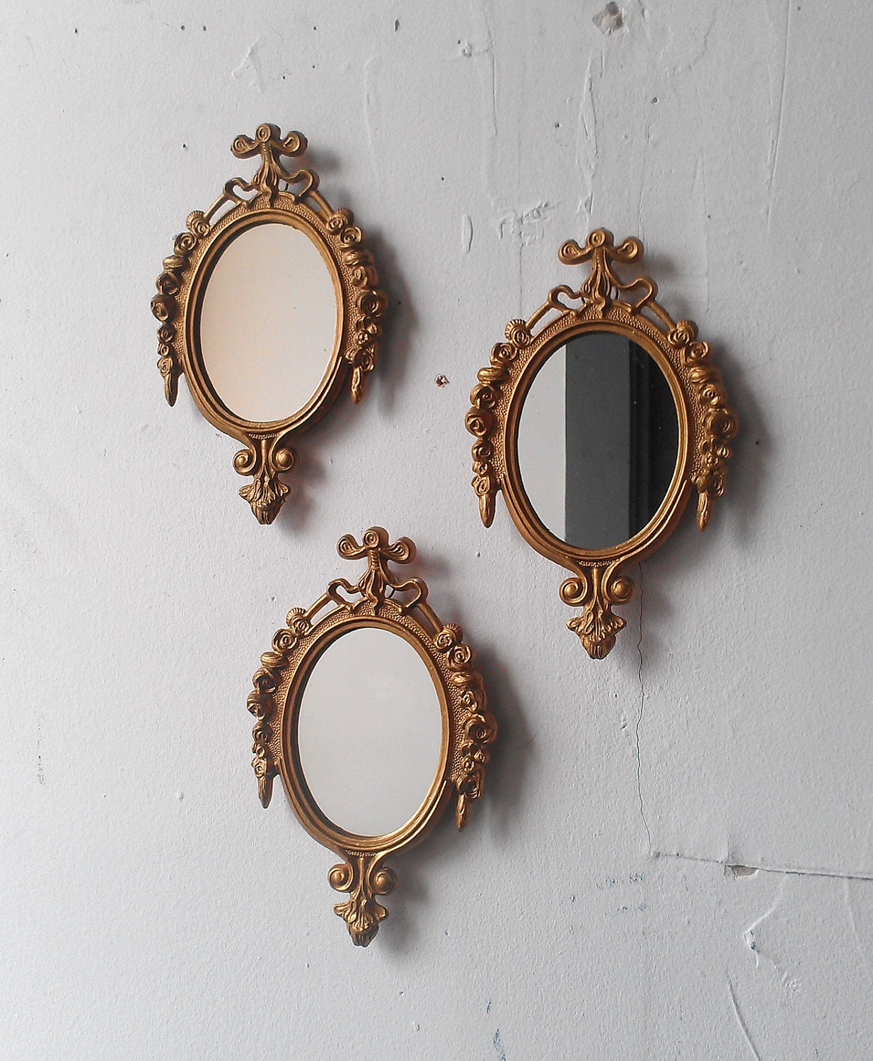 Gold framed Mirror Set of Three in Small by SecretWindowMirrors