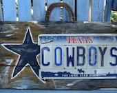 Dallas Cowboys License Plate Hand Painted Wood Fence Panel Sign