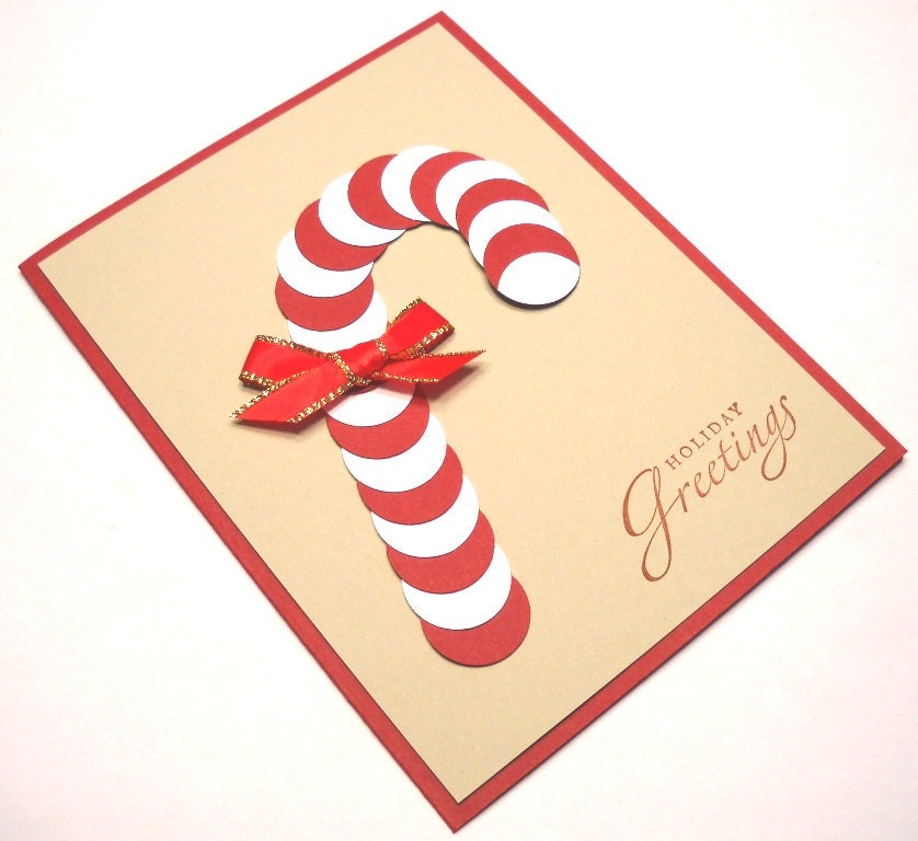Holiday Card - Candy Cane Peppermint Red White Holiday