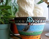 House Plant Pot Peace Be with You Pot Hand Beaded Planter (OOAK)