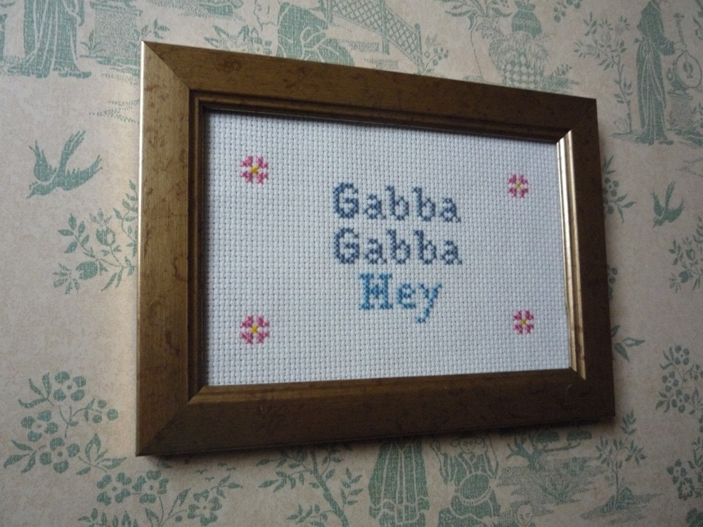 The Ramones cross stitch needlepoint Gabba Gabba Hey