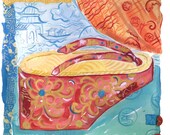 Chinese Clogs- From Original watercolor painting-art print-Wall Art-poster Limited edition - wall decor by Farida Zaman