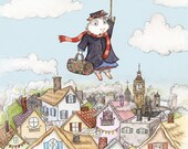 Mary Poppins Guinea Pig - "Mary Popcorns" 8 x 10 Guinea Pig Art Print