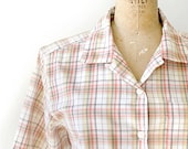 vintage plaid shirt -  80s autumn harvest plaid top