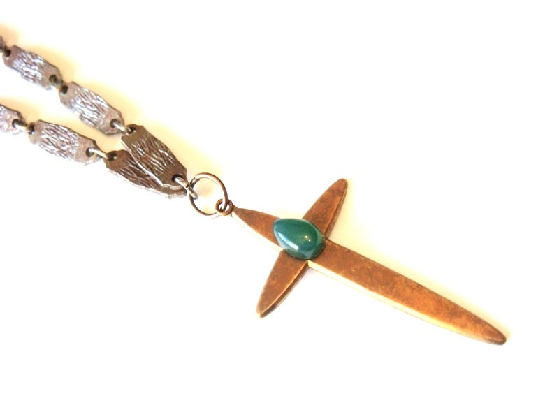 One of a a Kind Unisex Natural Jade Bohemian Cross Necklace