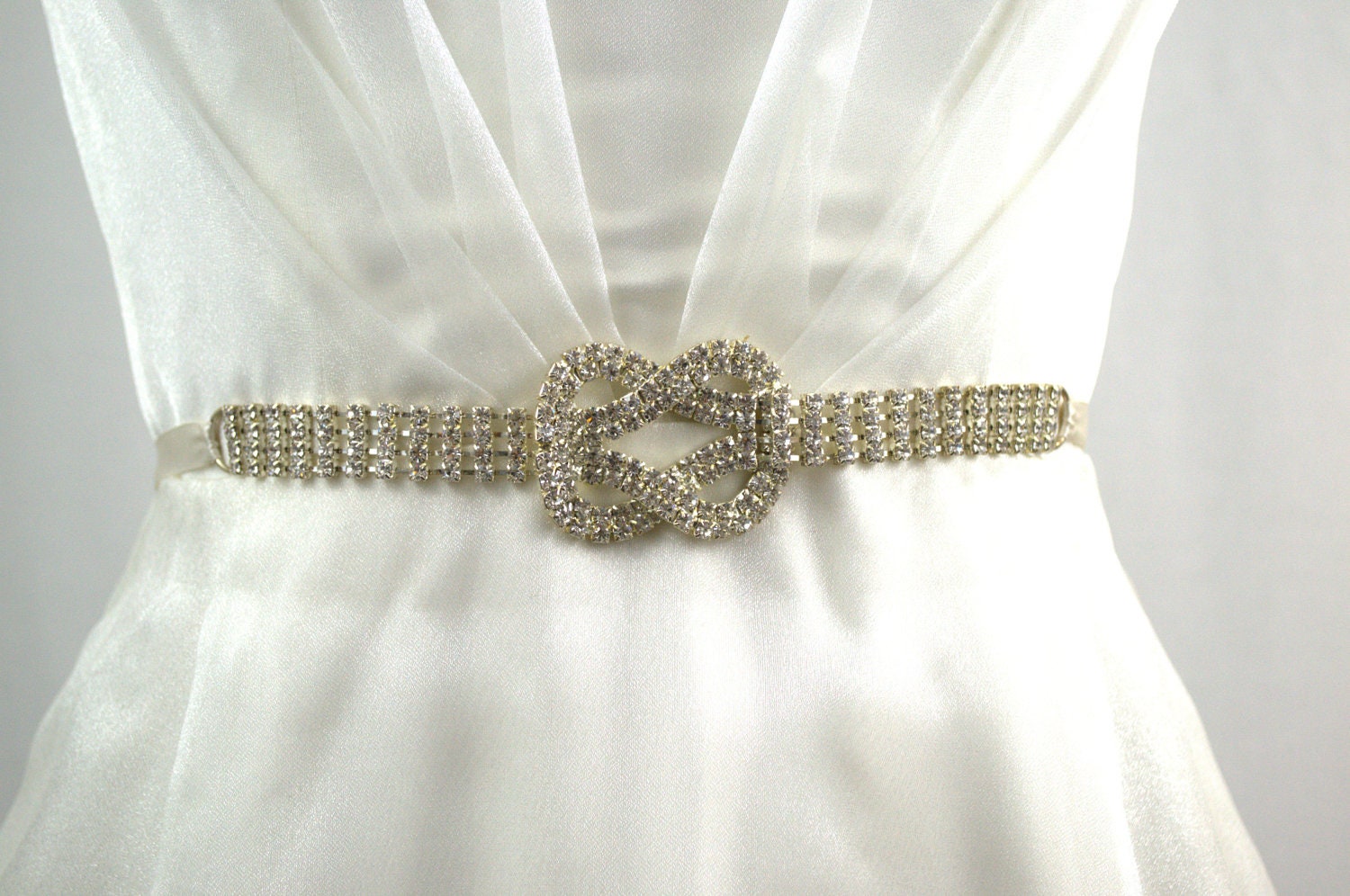 Poly Knot Bridal Sash - Wedding belt -  rhinestones