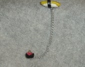 SUSHI themed Double Piercing EARRING, Single Polymer Clay Kawaii, Cartilage, Miniature Ikura eggs,  egg nigiri, chain