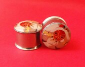 Princess Mononoke picture plugs gauges embedded resin filled - Made to Order 4, 2, 0, 00, 7/16, 1/2
