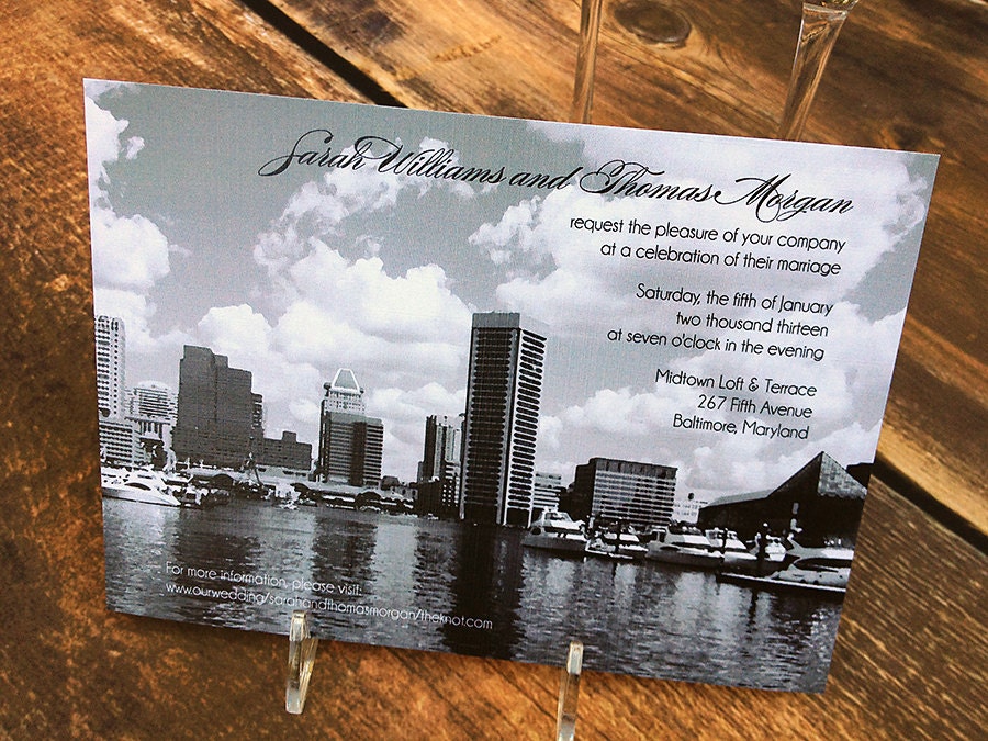 Baltimore Skyline Shower, Party or Wedding Invitation Deposit