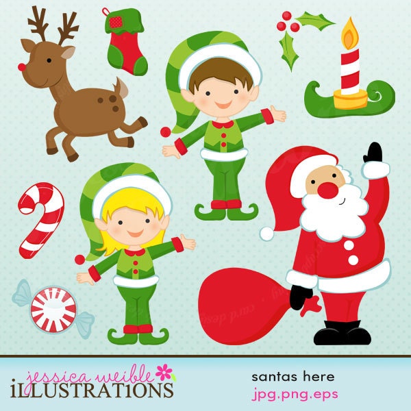 Santas Here Cute Digital Clipart for Card Design, Scrapbooking, and Web Design Il_170x135