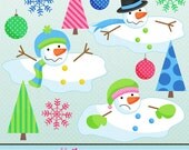 Melting Snowmen Cute Digital Christmas Clipart for Card Design, Scrapbooking, and Web Design Il_170x135