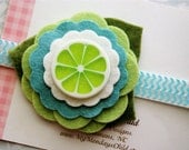 Felt Flower Headband or Hair Clip in Lime - Baby Headband, Baby Girl Headband, Toddler Headband, Girls Headband