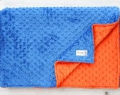 Blue and Orange Double Minky Baby Blanket From Kemaily