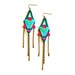 Emerald Leather Earrings Chevron Color Block Tribal Motiffs