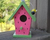 Watermelon Indoor Birdhouse with Bumble Bee Bead