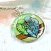 Snuggling Lovebirds silver necklace, wearable art jewelry, hand painted love bird necklace, watercolor pendant ONE OF A KIND