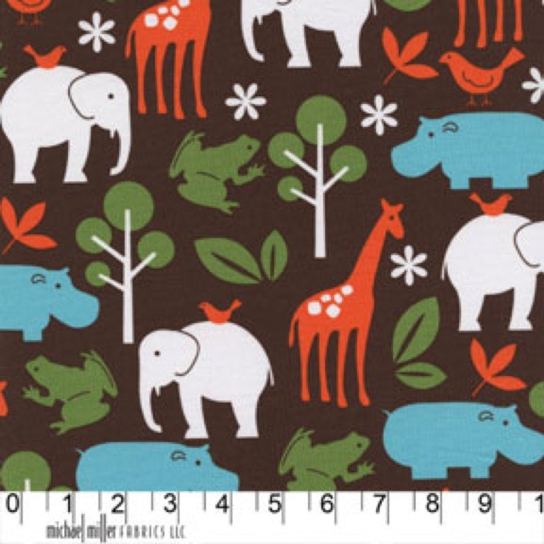 Michael Miller Fabric, Zoology in Mud, Animal Fabric, 1 Yard