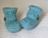 Crochet Baby Booties - 3 to 6 Months - Turquoise