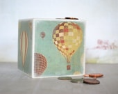 Hot Air Balloon Wood Piggy Bank