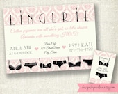 Romantic Damask - Lingerie Shower and Matching Sizes Card You Pick the Colors PRINTABLE Invitations