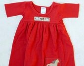 Wild Horse Baby Dress (red with natural leather appliqué)