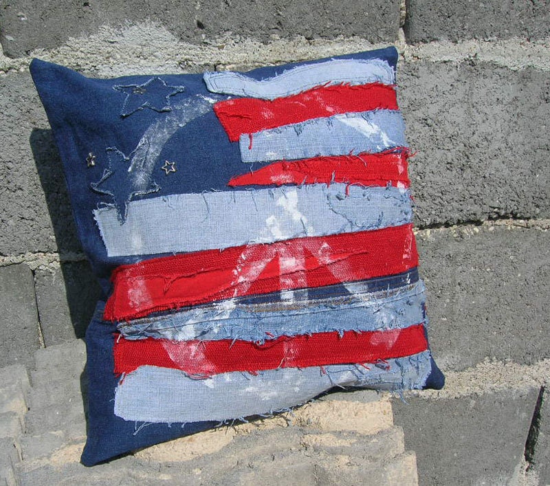 Pillow cover ROCK GRUNGE HIPPIE american flag peace in usa