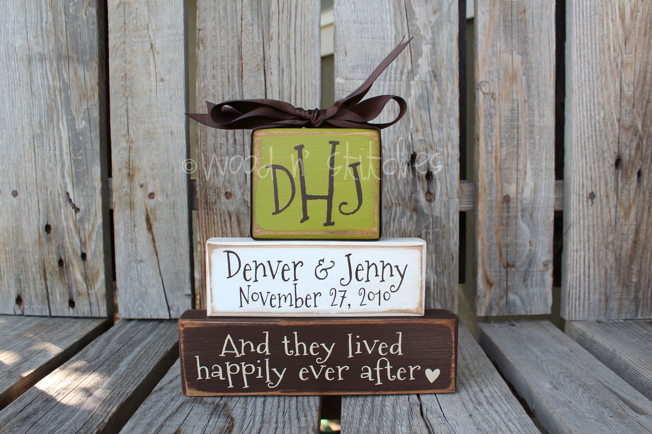 Personalized Established Name Family Monogram Block Set sign wood block set christmas wedding anniverysary birthday gift