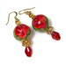 Floral Earrings, Red Rose Earrings, Victorian Style Jewelry
