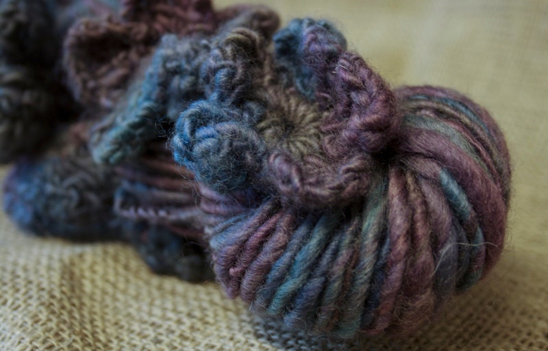 Flower Power Handspun Crocheted British Bluefaced Leicester Wool Art Yarn - 64Mtrs 70Yds
