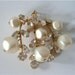 50s Rhinestone Pearl Pendant Crystal And Faux Baroque Pearl Pendant Vines Leaves Vintage