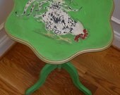 Hand painted Distressed  Green Chicken Table