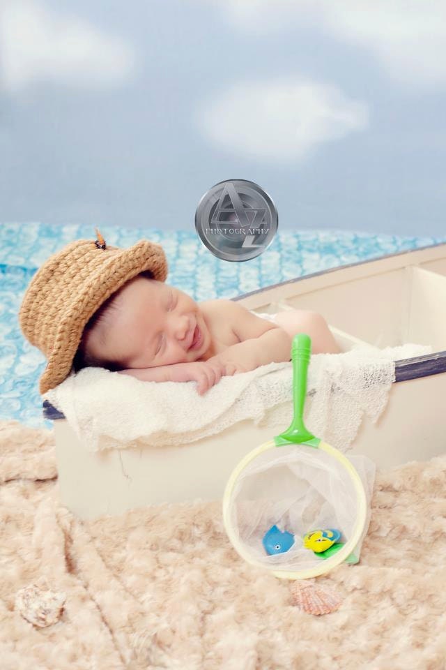 Newborn Going Fishin Hat pdf pattern