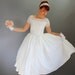 Sale - Vintage 1950s White Lace Wedding Dress. Tea Length. Fall Wedding. Audrey Hepburn. Full Skirt. Size Medium