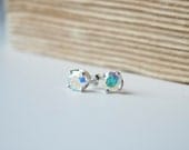 Topaz Stud Earrings Sterling Silver Opalescent Gemstone Luxury Gift Idea For Her