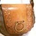 Embossed Leather Vintage Satchel Purse Flower Print 1970s