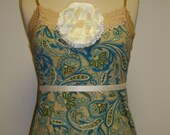 Ivory Rose Paisley Lace Camisole Tank Tunic Romantic Bride Bridal Silk Flower Boho Wedding Vintage Recycled French Paris Boutique