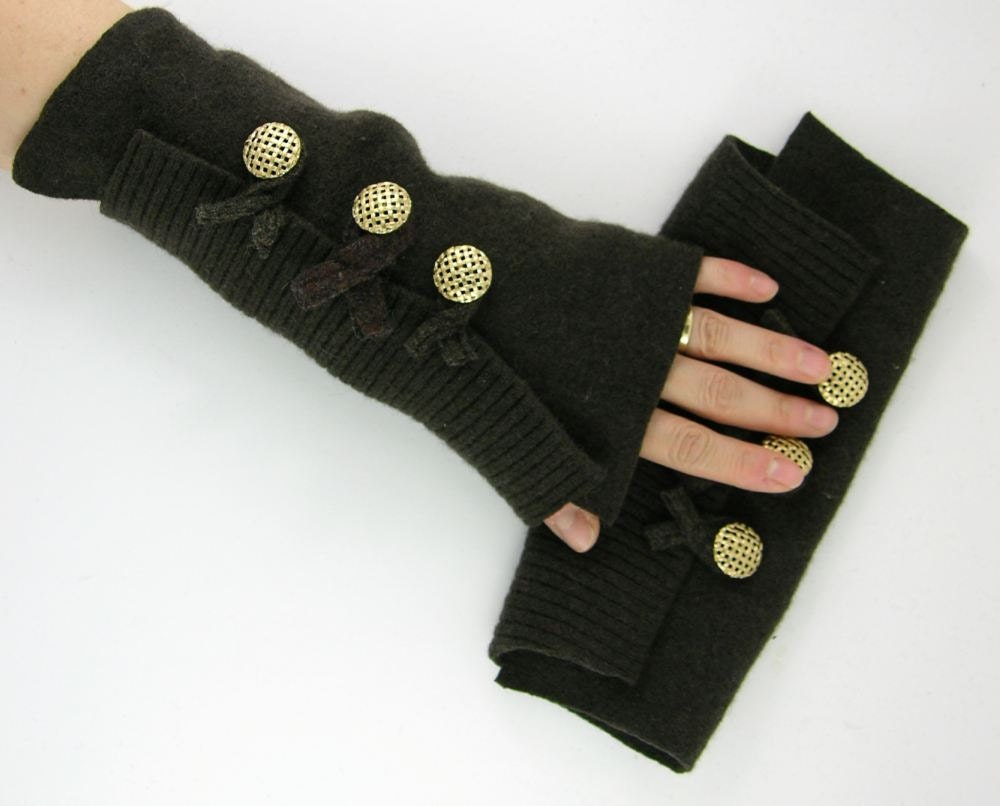 fingerless gloves arm warmers fingerless mittens recycled wool wrists warmers arm cuffs dark brown fashion women eco friendly curationnation