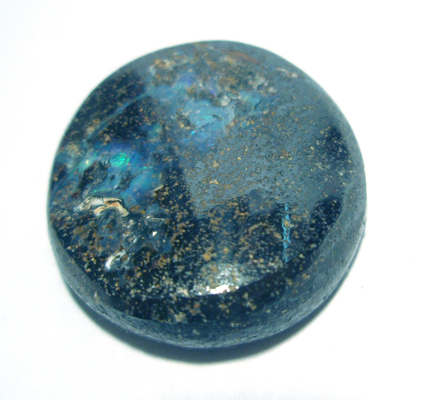 Australian Boulder Opal Cabochon -  Organic round oval With Purple and Teal