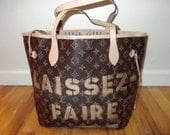 THE POLITICIAN - Laissez Faire Spray Painted Tote Bag Inspired by LV - Wearable Art - Made to Order
