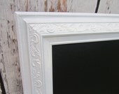 LARGE CHALKBOARD 41"x29" Magnetic Chalkboard Rustic Wedding Menu Boards White Framed Distressed Framed Chalk board