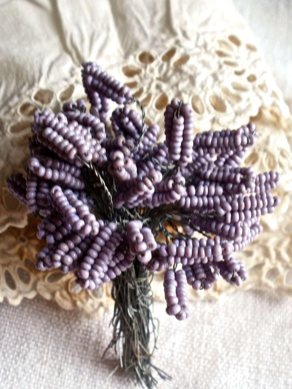 Antique Hand Wired Millinery Flowers Stem French Lavender Summer Hats Brooch Supplies Fascinator & Bouquets