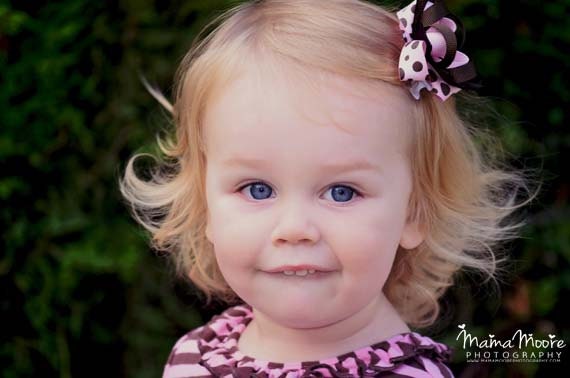 Light Pink and Brown Polka Dot Mini Stacked Boutique Hairbow
