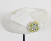 Vintage 1950's Creamy White Pillbox Hat