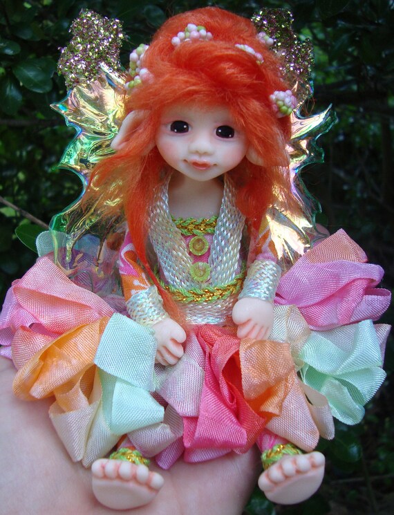 Items similar to OOAK Fantasy Fairy Polymer Clay Art Doll Sculpture