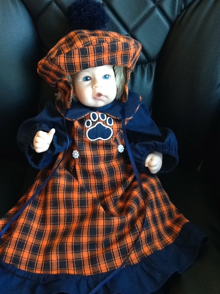 Newborn Baby School Spirit Embroidered Dress with Hat and Bloomers - Cheers