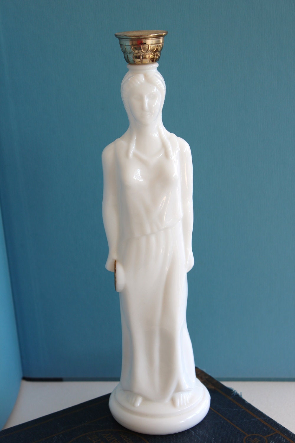 White Milk Glass Lady Bottle - Vintage Avon