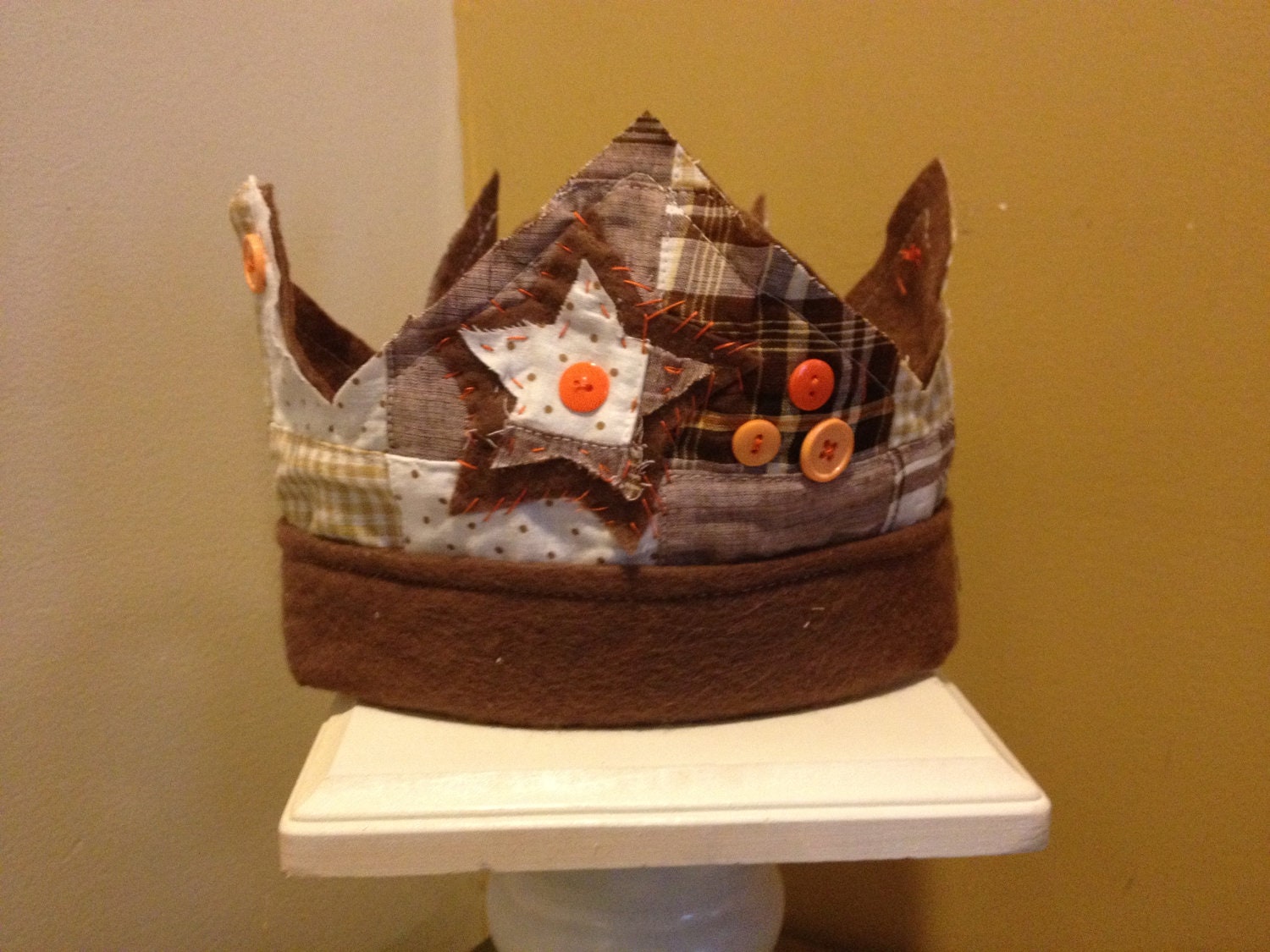 Boy Brown, Tan and Orange Madras Crown - Birthday Crown - Party Hat - Photo Prop - Dress Up Hat - Birthday Hat